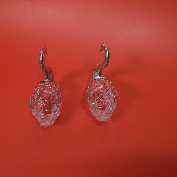 Vintage Glass Swan Salt Cellar Dishes Set of 2 - Picture 5 of 6